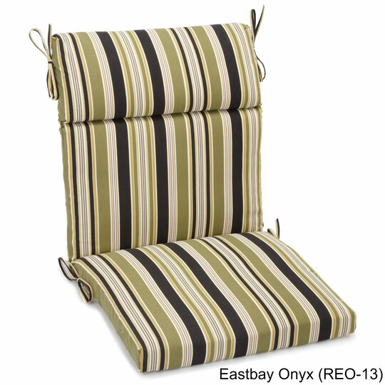 22-inch by 45-inch Spun Polyester Outdoor Squared Seat/Back Chair Cushion - Eastbay Onyx